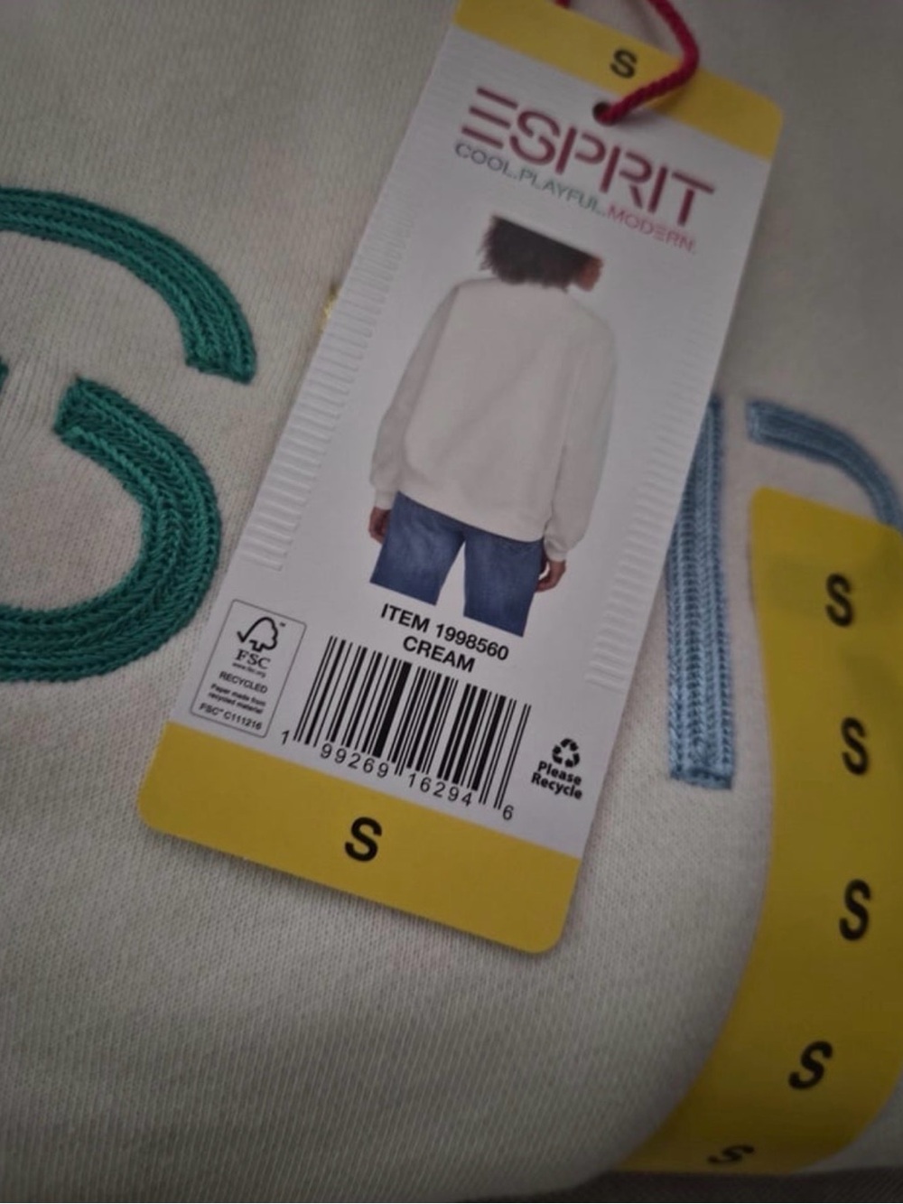 Esprit small Cream Sweatshirt with Rainbow Logo - Picture 3 of 5